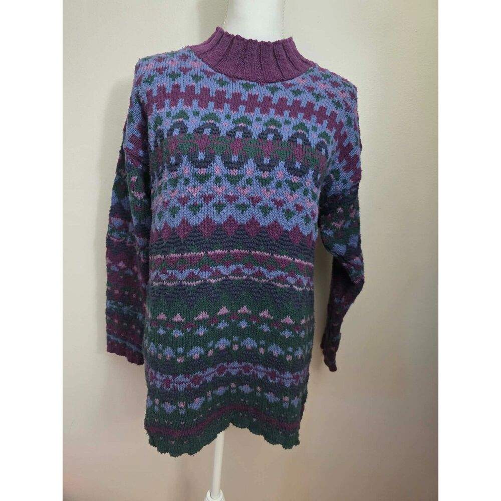 Vintage L.L.Bean Fair Isle Sweater Medium Made in USA 100% Cotton Nordic